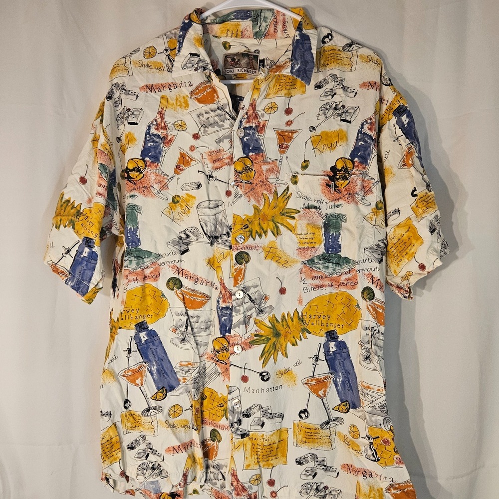 Tori Richard Cocktail Print Button‎ Down Shirt Novelty Party Shirt M